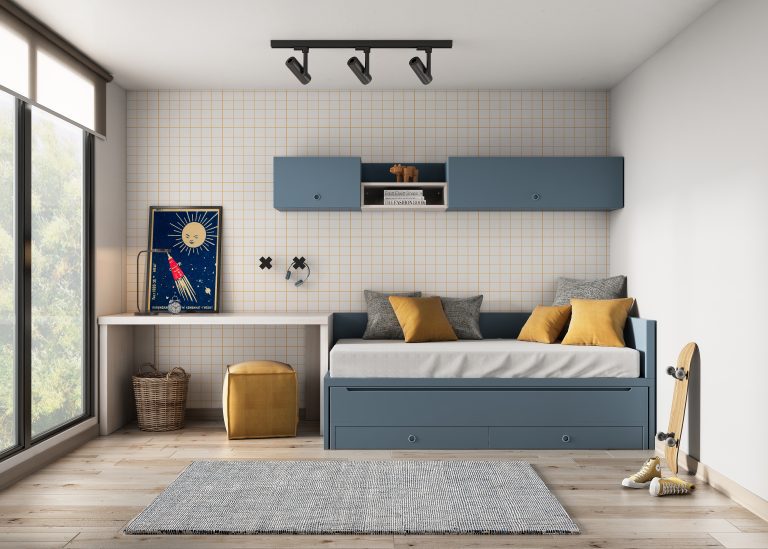 YOUTH BEDROOM WITH COMPACT BED AND SLIDING TRUNDLE BED